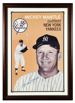Mickey Mantle Limited Edition Signed and Framed 1954 Style Topps Baseball Card Poster